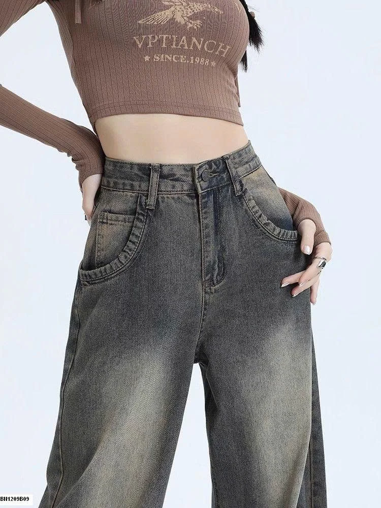 QUẦN  JEANS ỐNG RỘNG BẠC MÀU