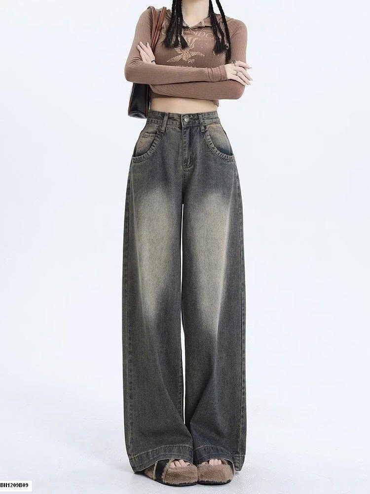 QUẦN  JEANS ỐNG RỘNG BẠC MÀU