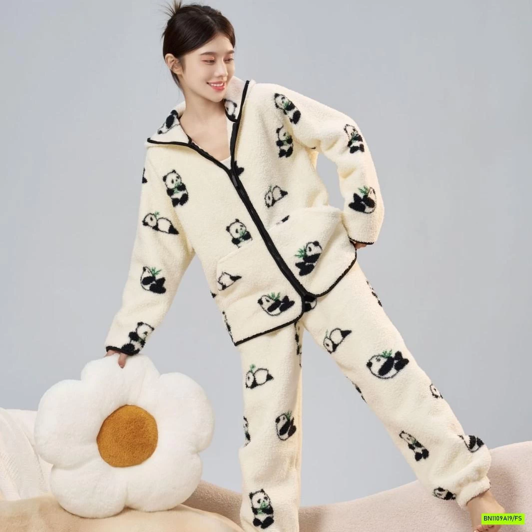 BỘ LÔNG ÁO KHOÁC KHÓA LIỀN MŨ MADNONO