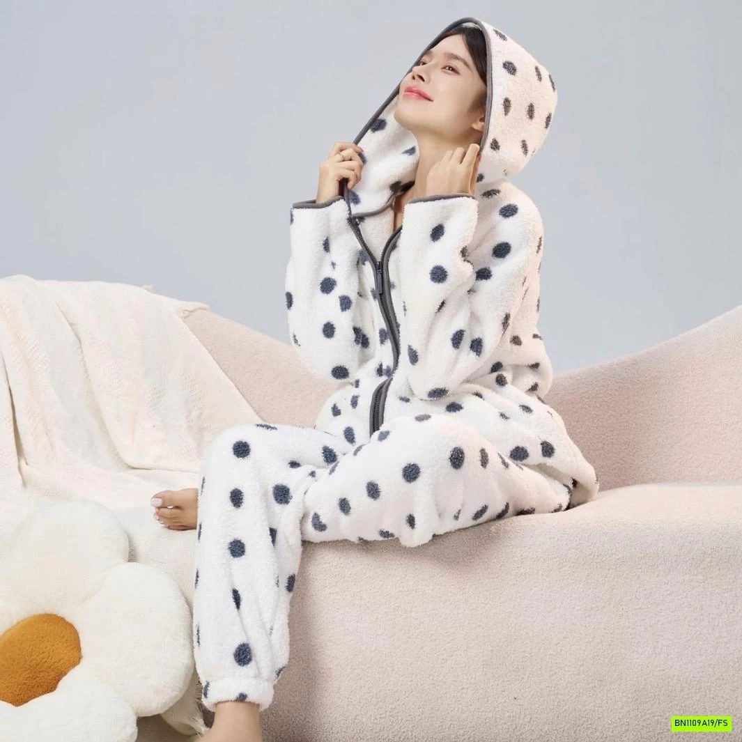 BỘ LÔNG ÁO KHOÁC KHÓA LIỀN MŨ MADNONO