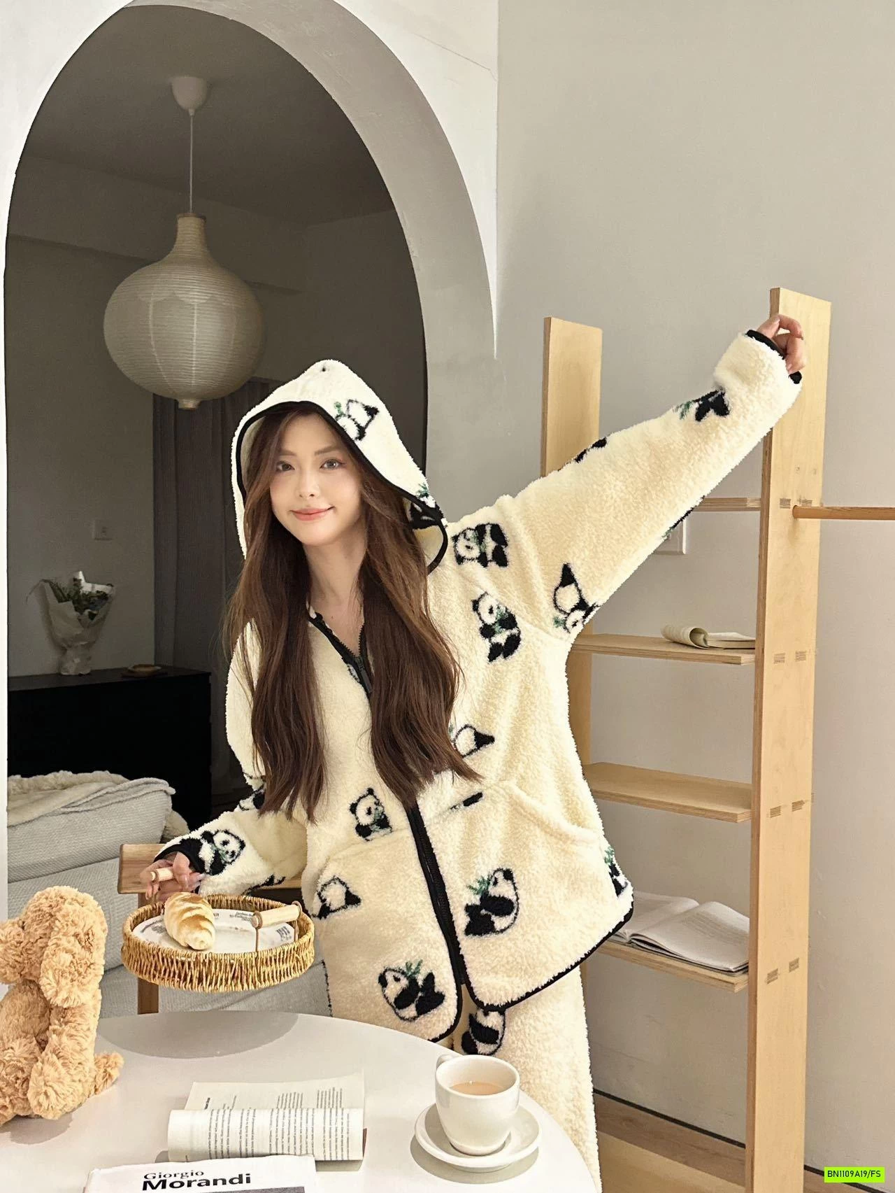 BỘ LÔNG ÁO KHOÁC KHÓA LIỀN MŨ MADNONO