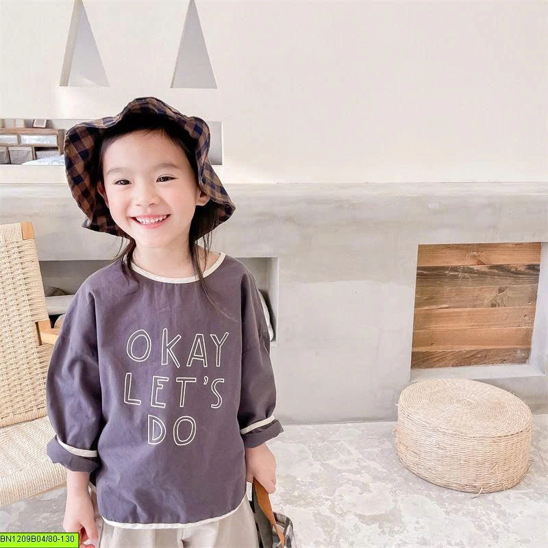 ÁO VẢI THÔ HÀN QUỐC DÀI TAY IN CHỮ