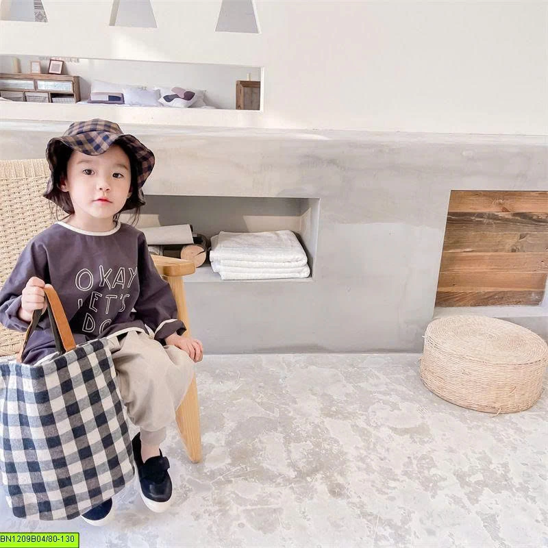 ÁO VẢI THÔ HÀN QUỐC DÀI TAY IN CHỮ
