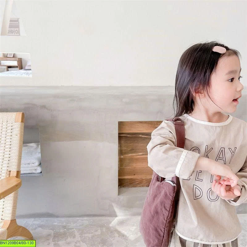ÁO VẢI THÔ HÀN QUỐC DÀI TAY IN CHỮ