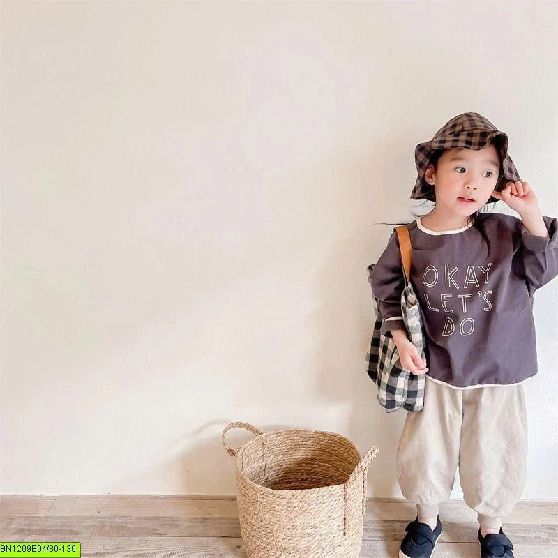 ÁO VẢI THÔ HÀN QUỐC DÀI TAY IN CHỮ