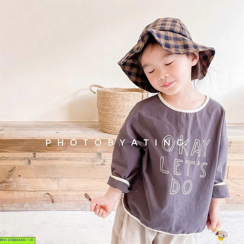 ÁO VẢI THÔ HÀN QUỐC DÀI TAY IN CHỮ