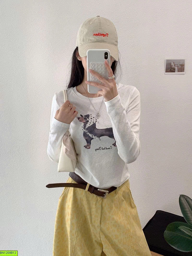 ÁO THUN DÀI TAY IN HÌNH CÚN