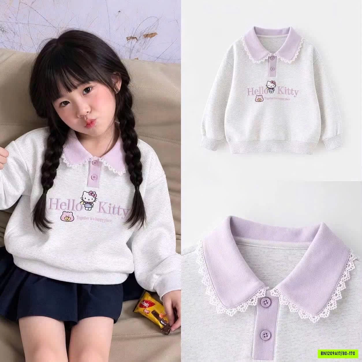 ÁO NỈ POLO BÉ GÁI
