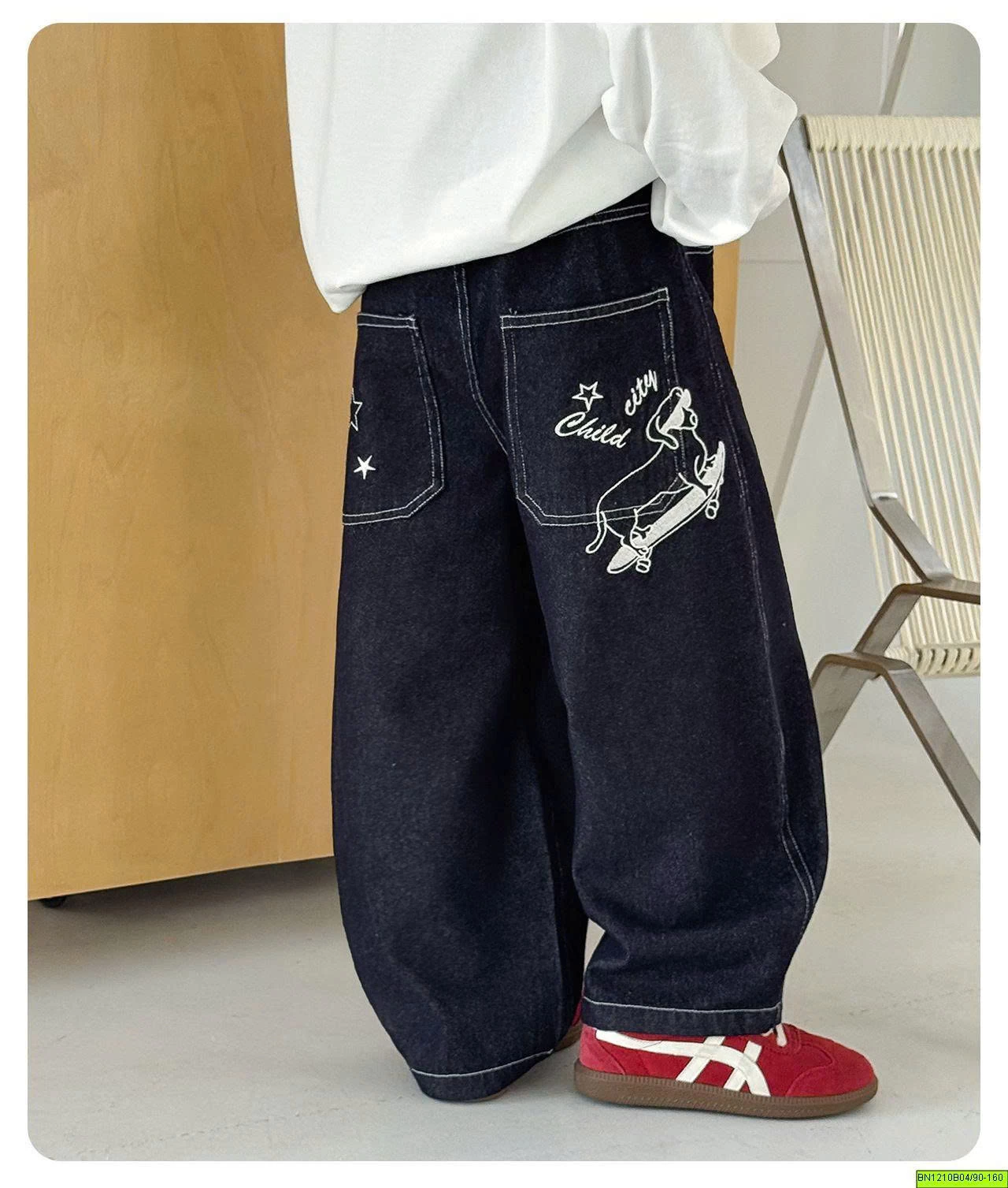 QUẦN JENA XANH ĐẬM IN HÌNH AOAOKIDS