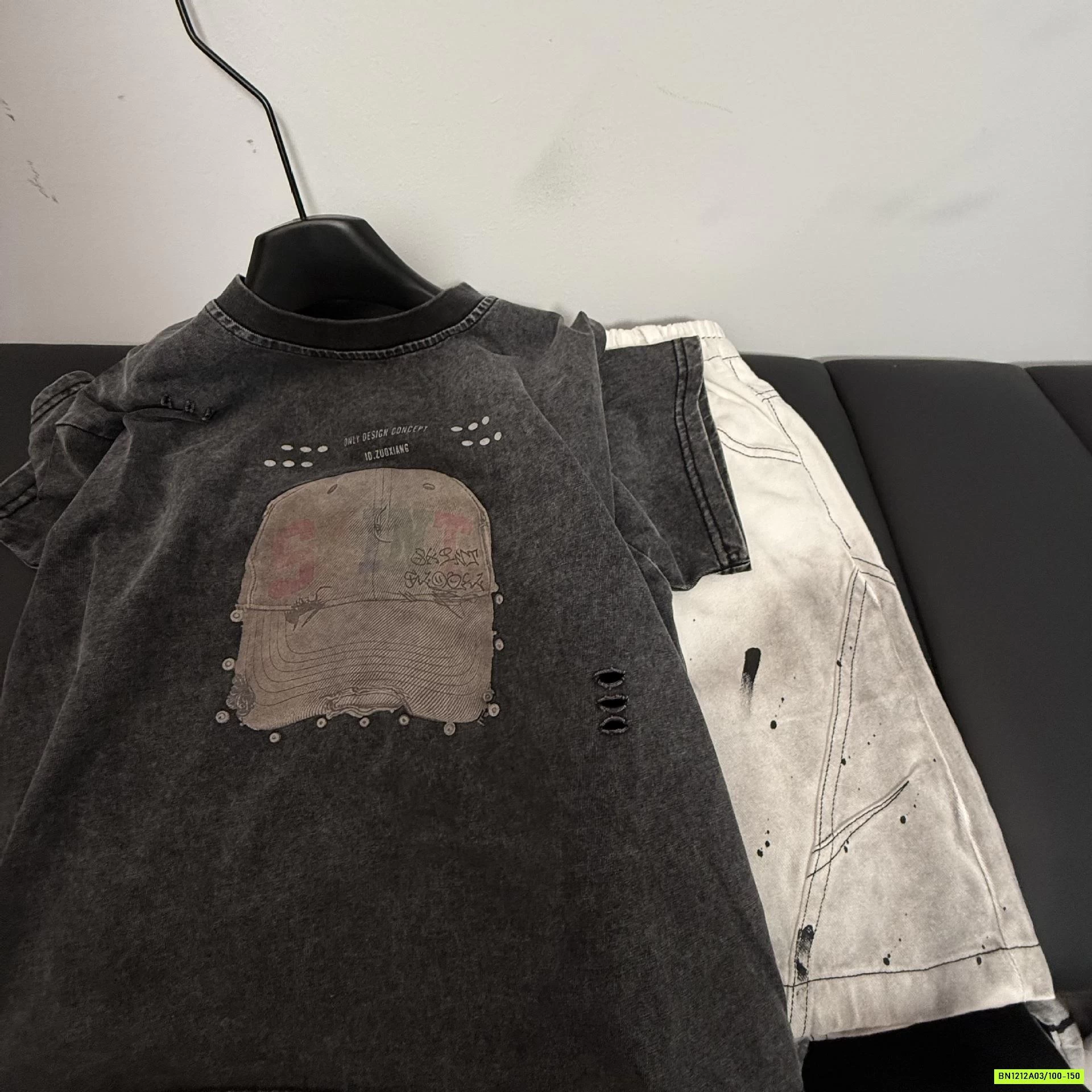 SÉT ÁO THUN ĐEN MIX SHORT VẢY SƠN