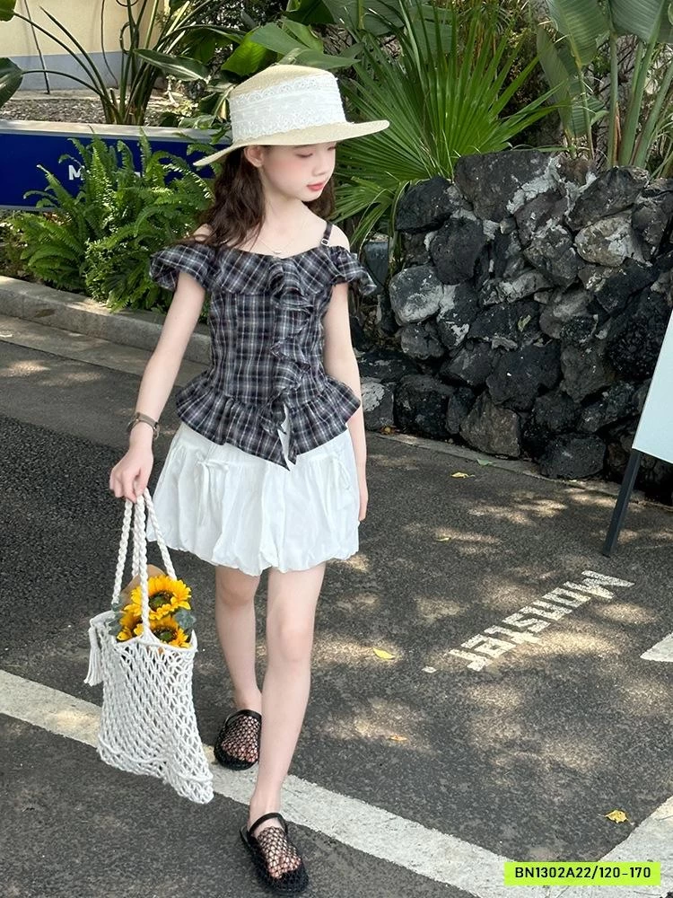 ÁO 2 DÂY TRỄ VAI MIX VÁY BÍ SZ ĐẠI