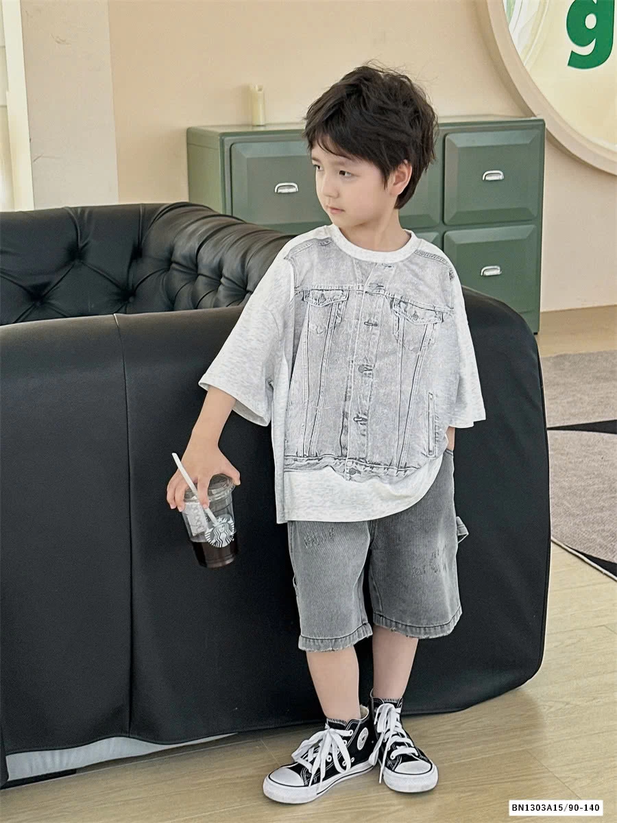 ÁO THUN IN HÌNH GIẢ JEANS