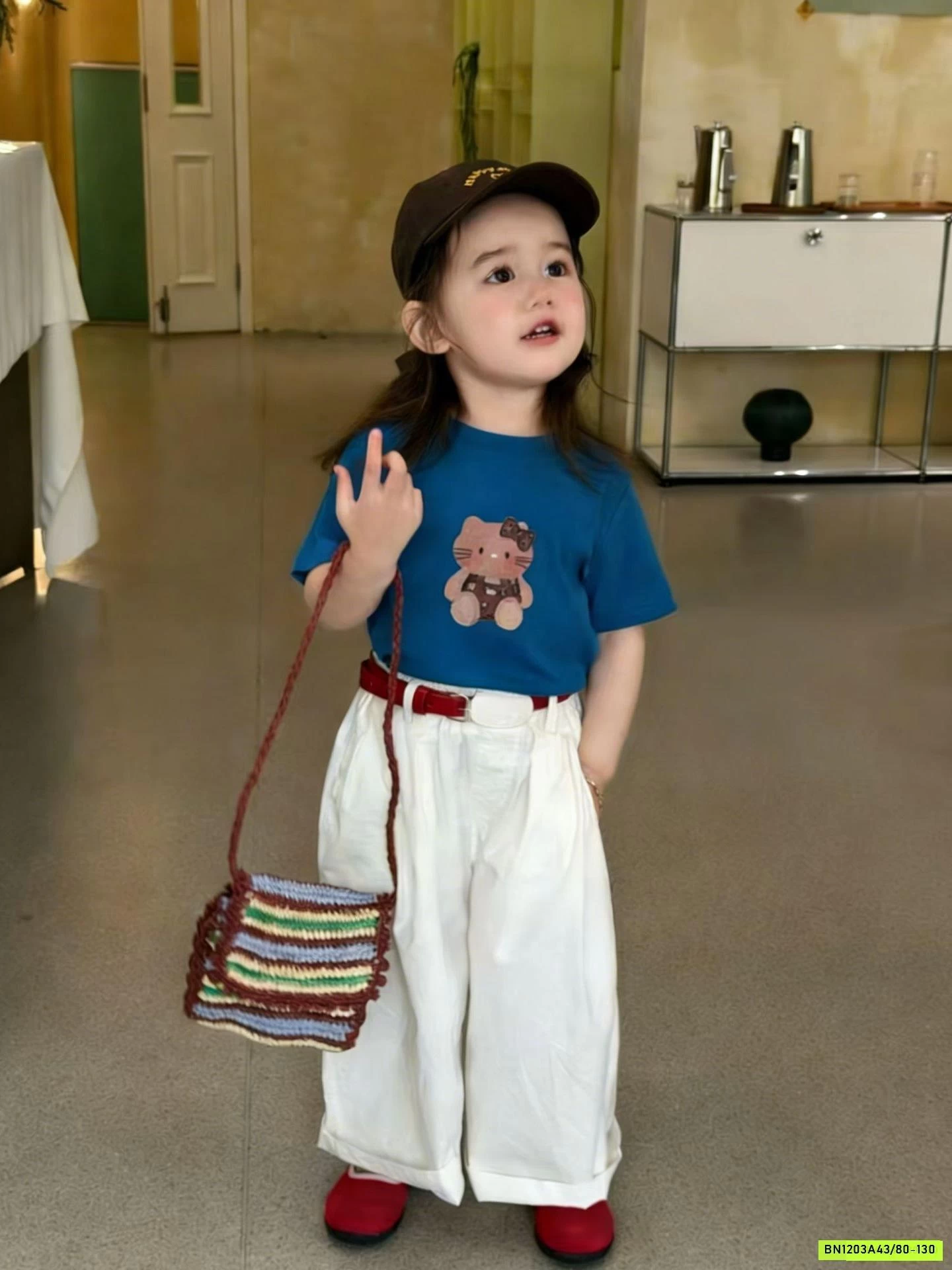 SÉT ÁO GẤU XANH MIX BAGGY TRẮNG