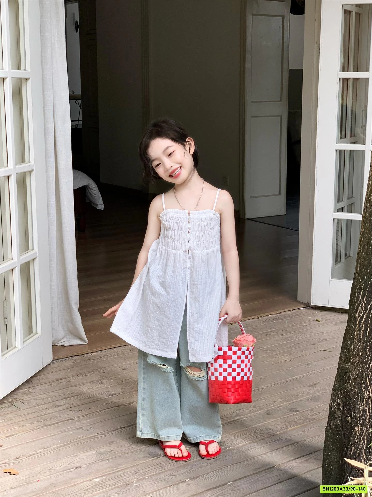 ĐẦM 2 DÂY MIX JEANS SUÔNG