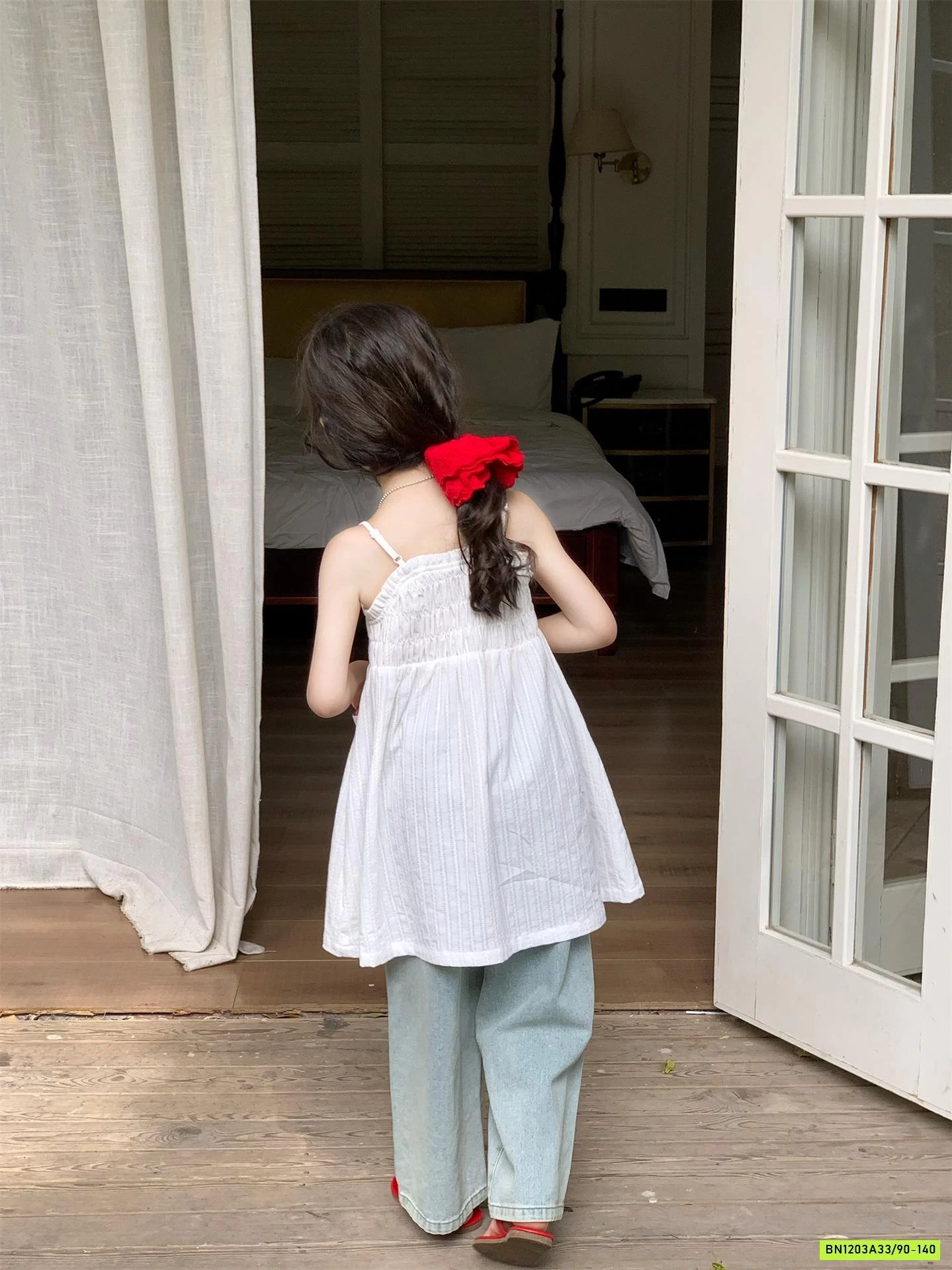 ĐẦM 2 DÂY MIX JEANS SUÔNG