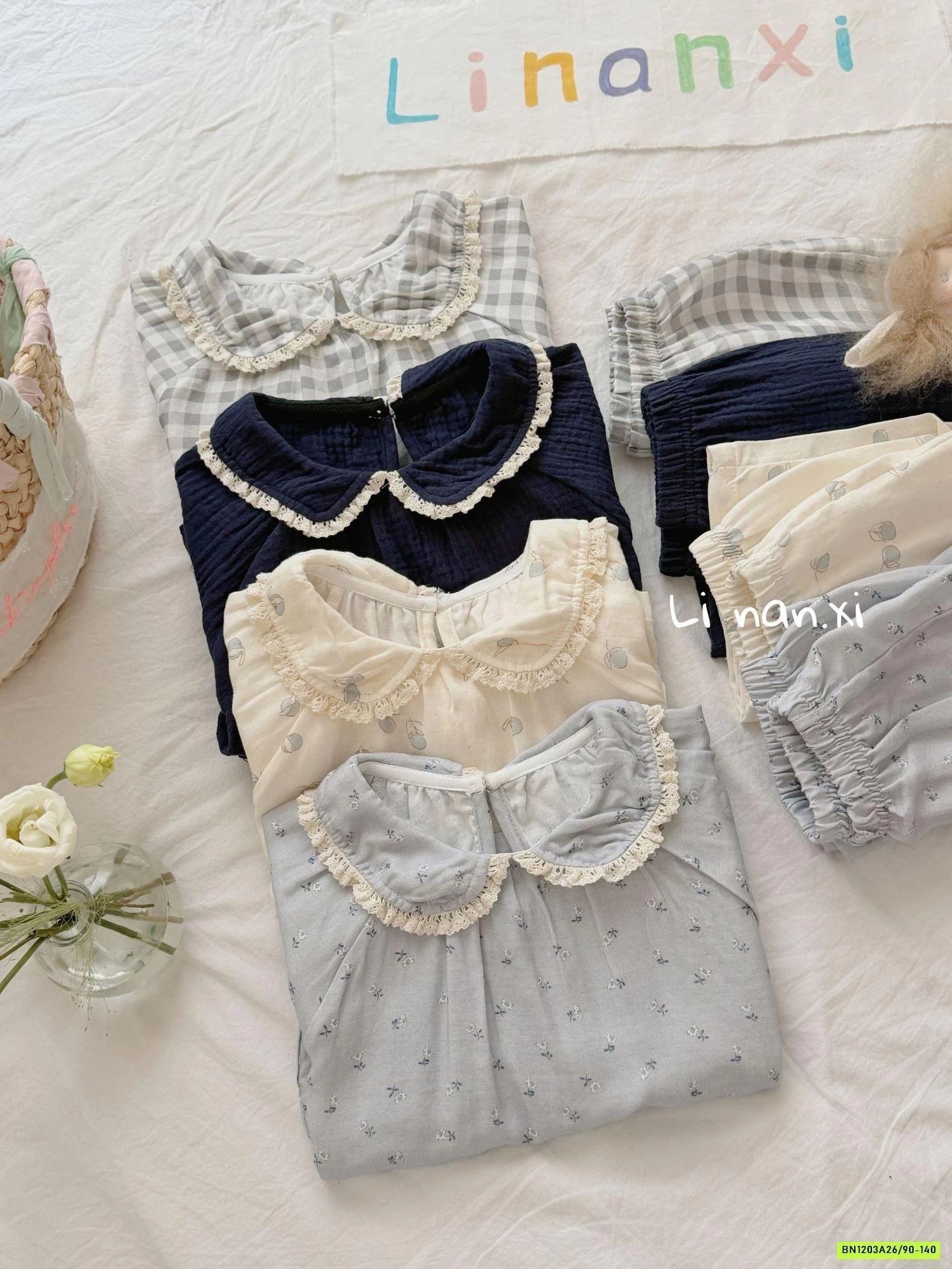 SÉT XÔ ĐŨI CỔ SEN VIỀN REN 87012 LINANXI