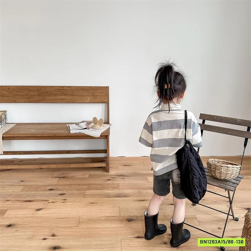 POLO KẺ THÊU LOGO GẤU 123282 ADBABY