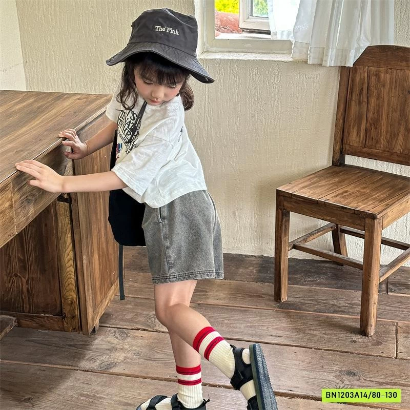 SHORT JEANS THÊU LOGO VOI 5281 ADBABY