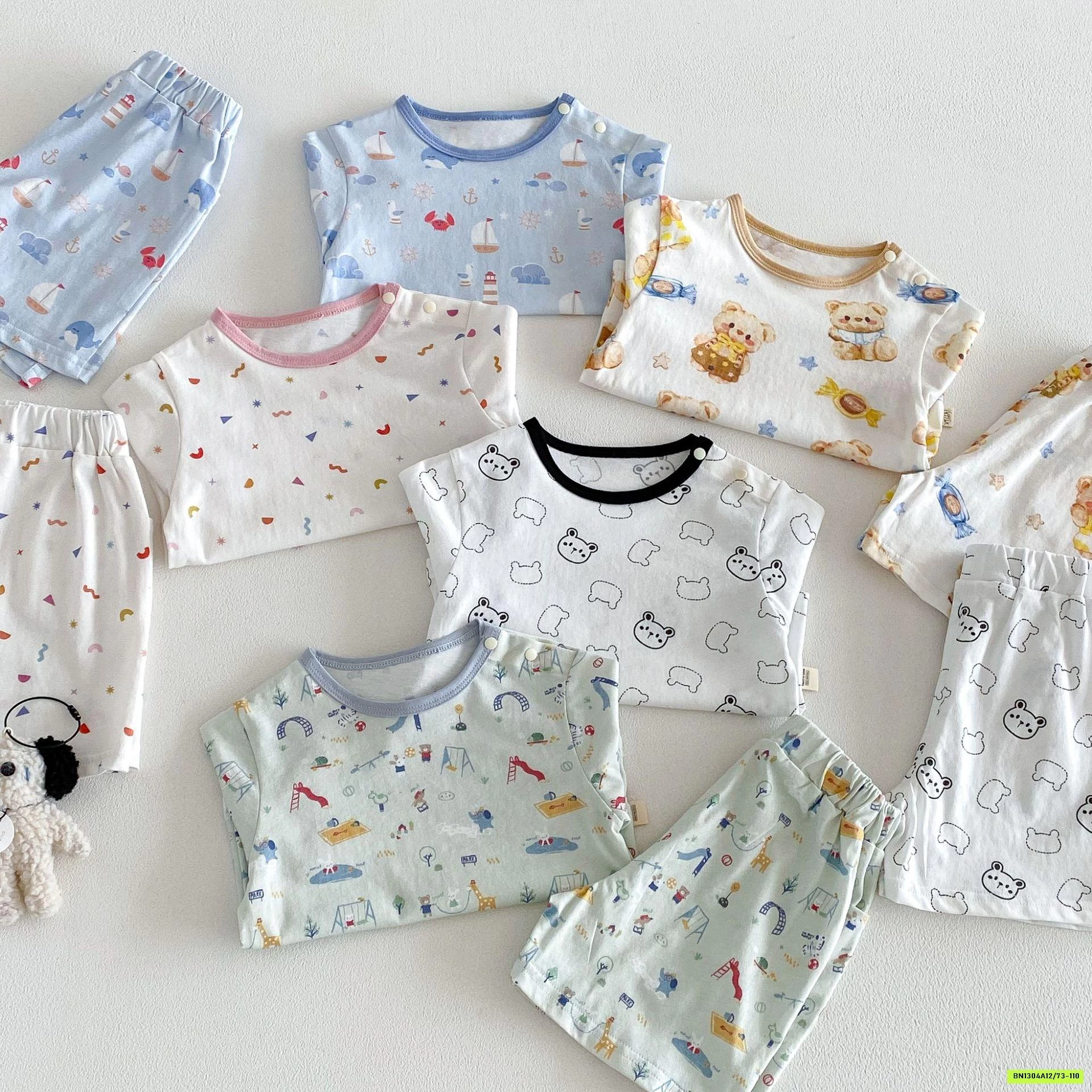 BỘ CỘC COTTON IN HÌNH DỄ THƯƠNG