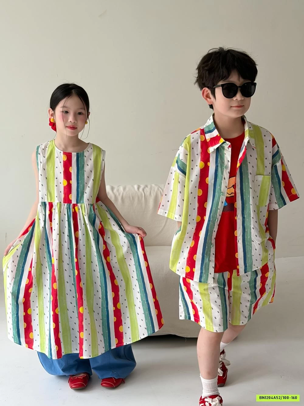 COUPLE SỌC SẮC MÀU CHẤM BI KUMAI