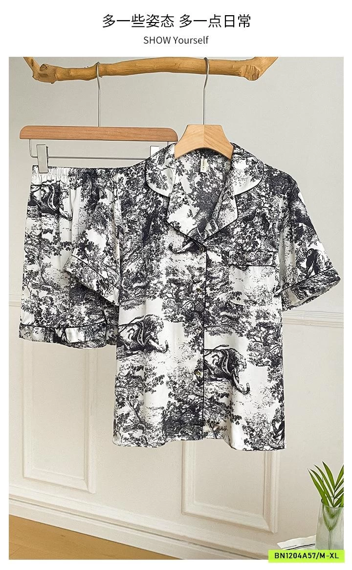 PIZAMA LỤA HỌA TIẾT LOANG CAO CẤP