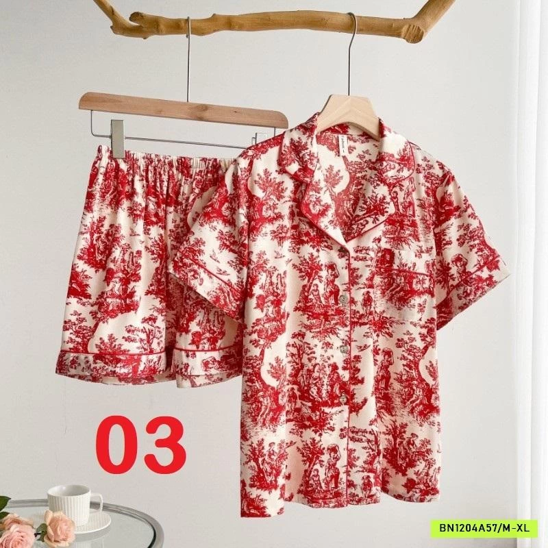 PIZAMA LỤA HỌA TIẾT LOANG CAO CẤP