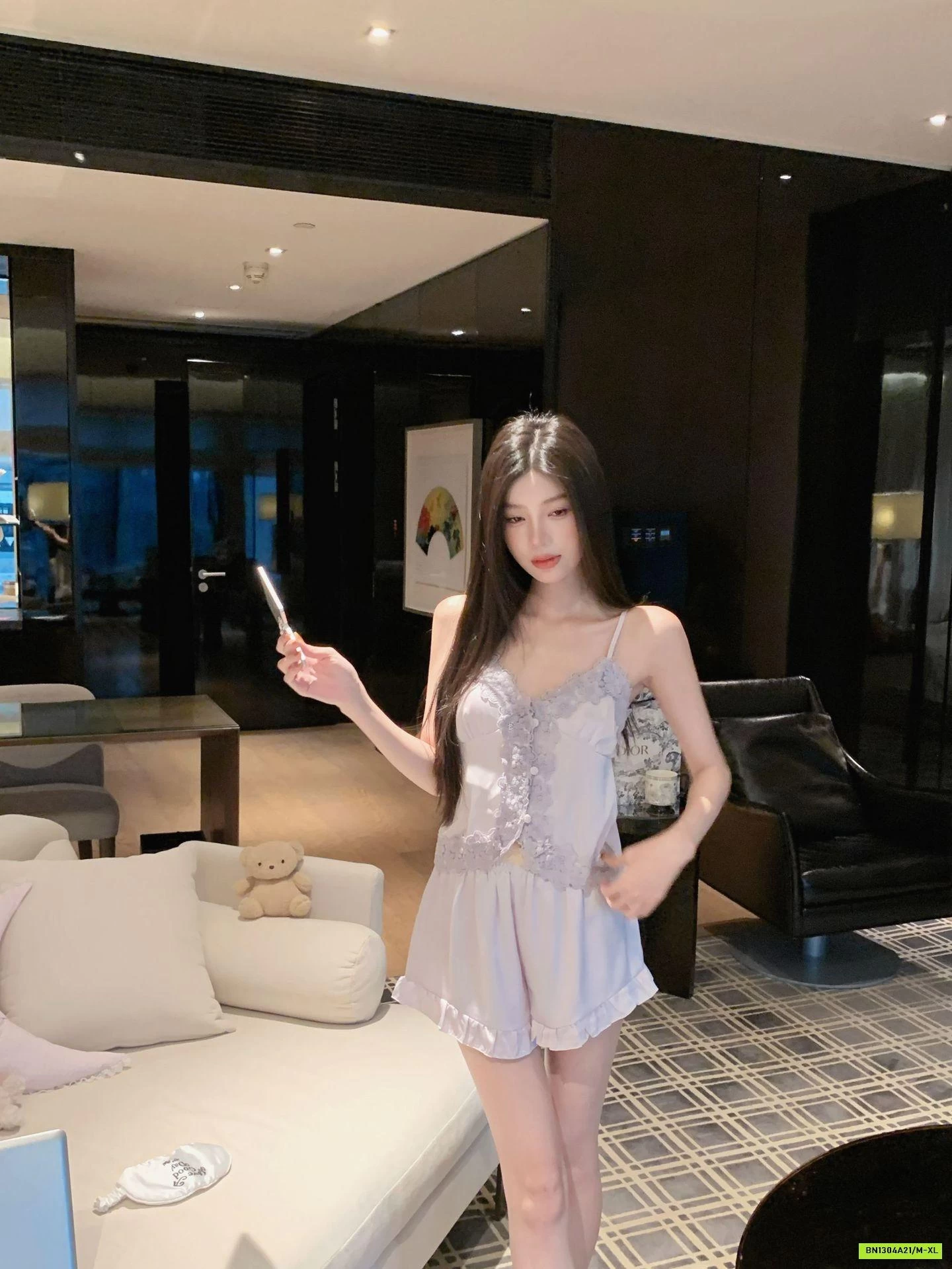 BỘ NGỦ LỤA 2 DÂY VIỀN HOA