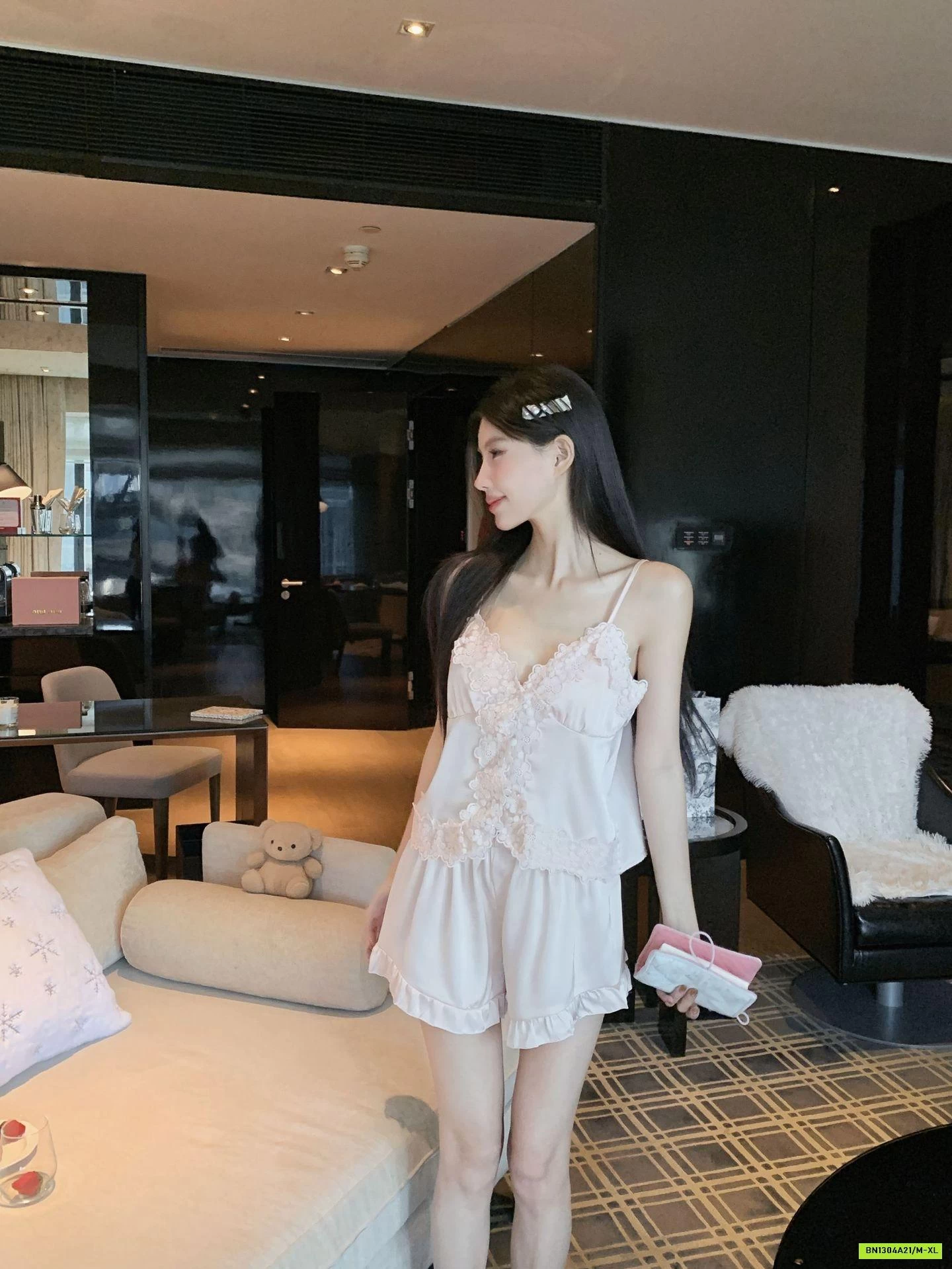 BỘ NGỦ LỤA 2 DÂY VIỀN HOA