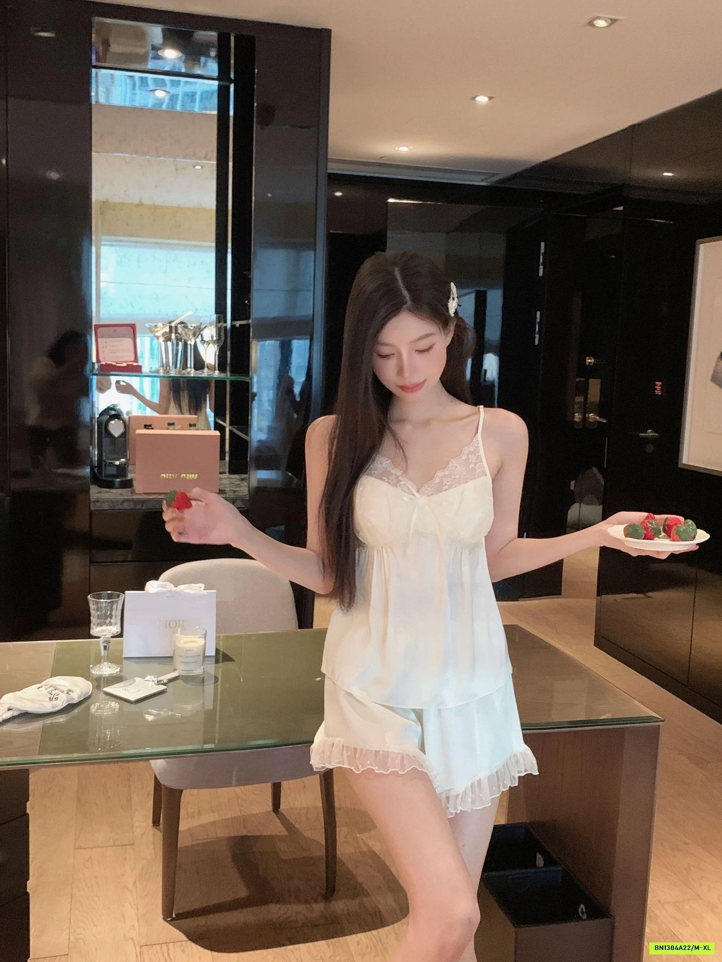 BỘ NGỦ LỤA 2 DÂY VIỀN REN