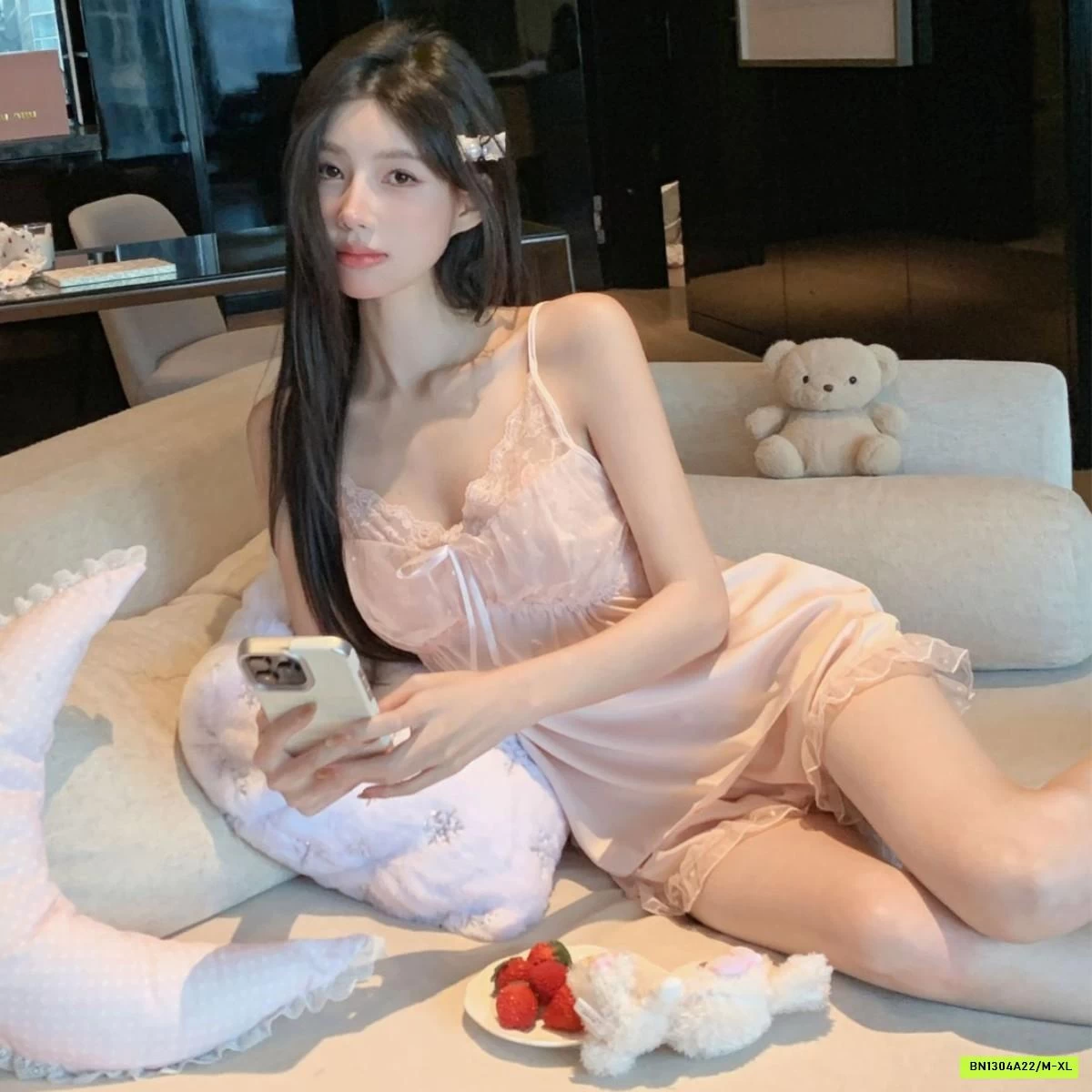 BỘ NGỦ LỤA 2 DÂY VIỀN REN