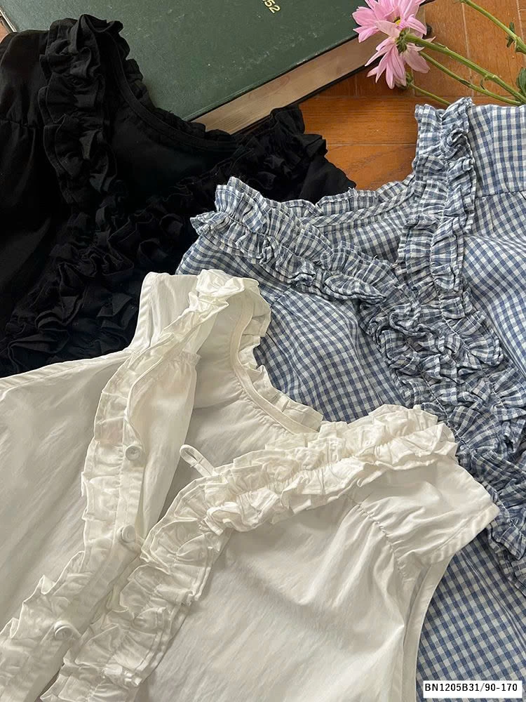 ÁO SƠ MI SÁT NÁCH VIỀN BÈO AMBB  25C068