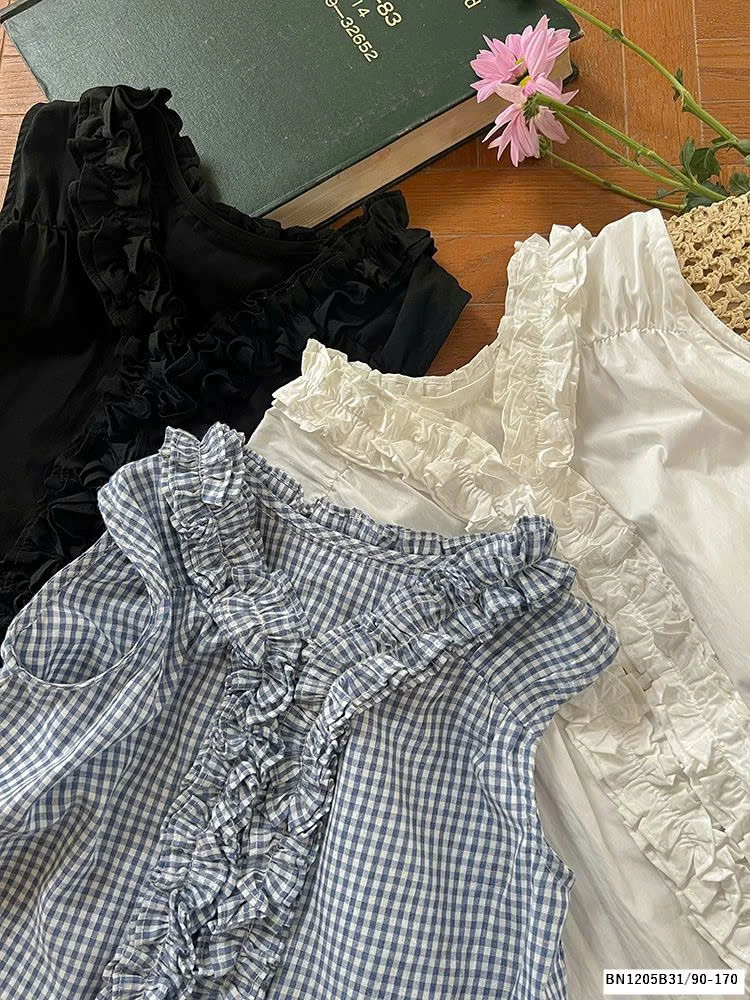 ÁO SƠ MI SÁT NÁCH VIỀN BÈO AMBB  25C068