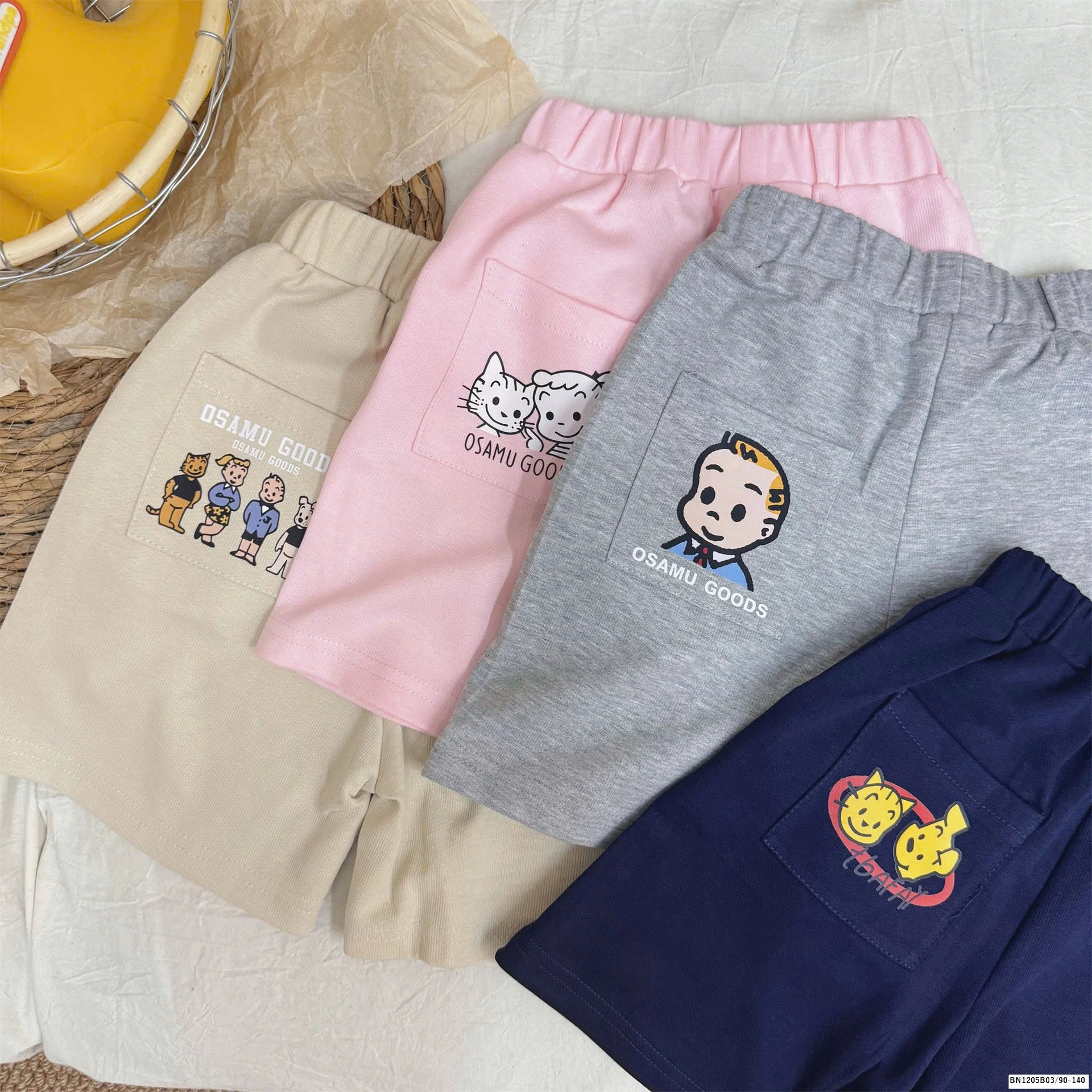 QUẦN SHORT CẠP CHUN TÚI HOẠT HÌNH