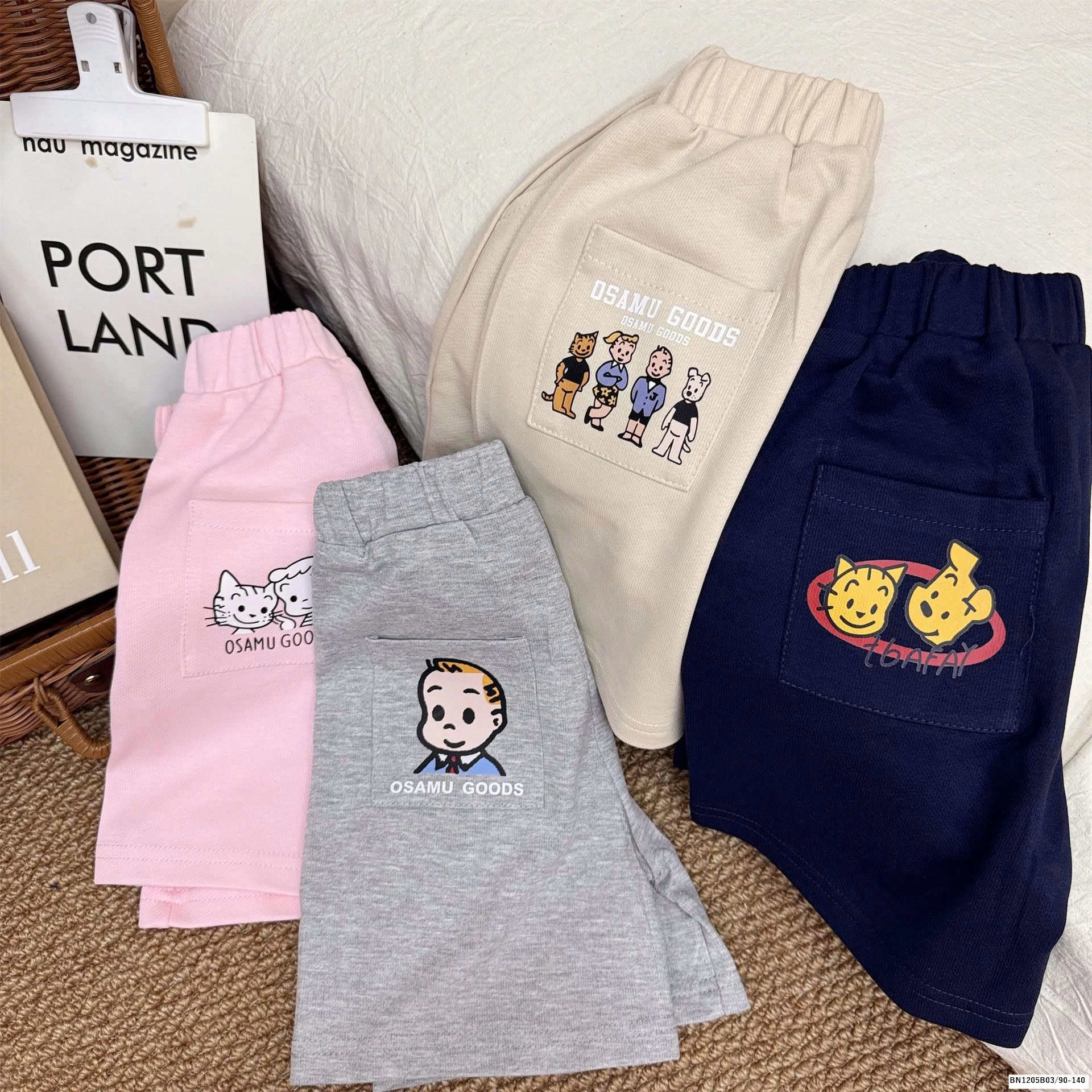 QUẦN SHORT CẠP CHUN TÚI HOẠT HÌNH