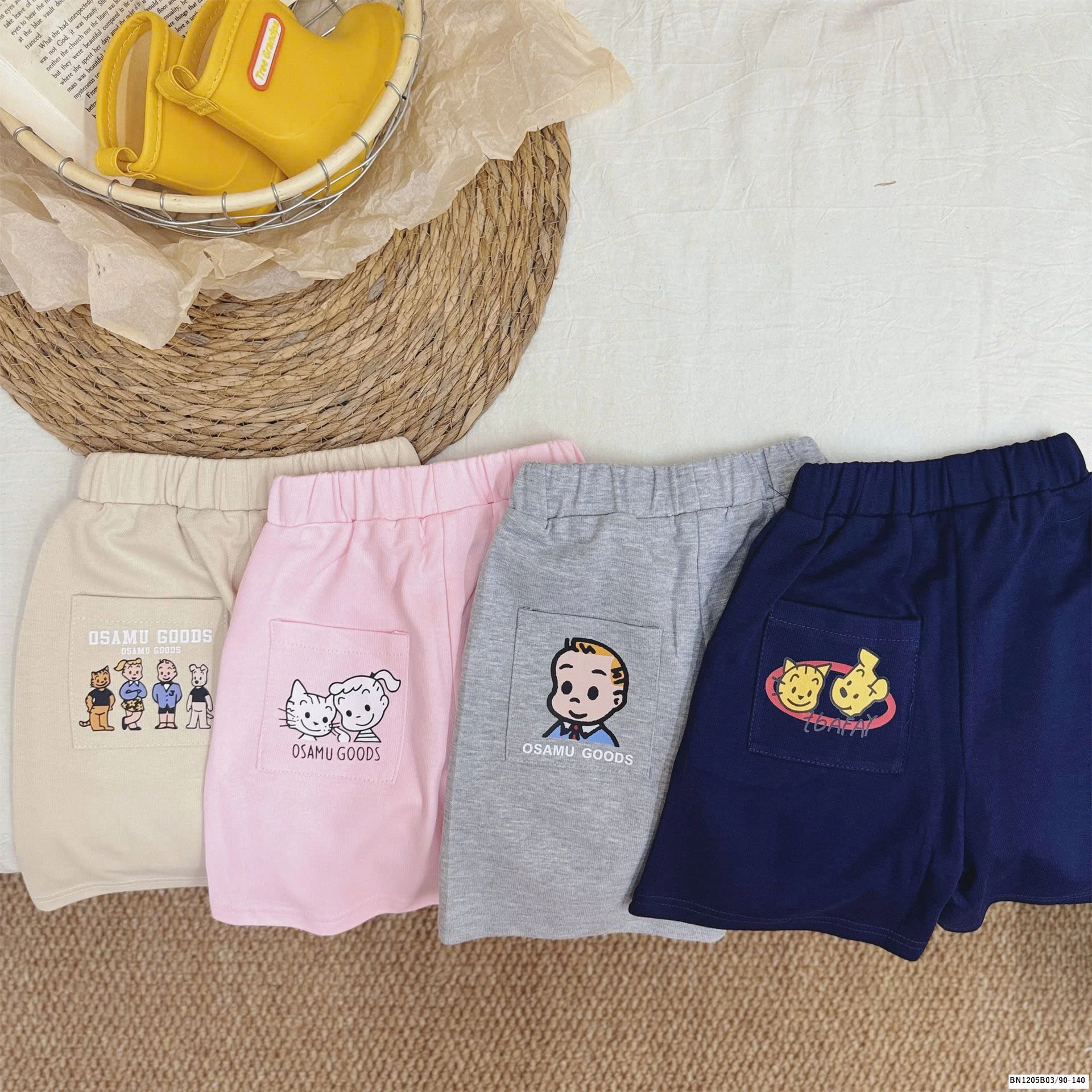 QUẦN SHORT CẠP CHUN TÚI HOẠT HÌNH