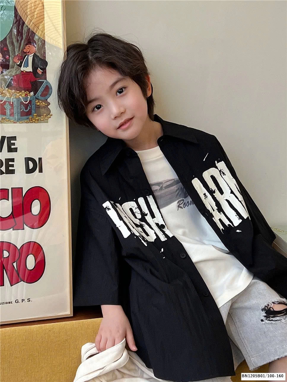 ÁO SƠ MI CỘC TAY IN CHỮ