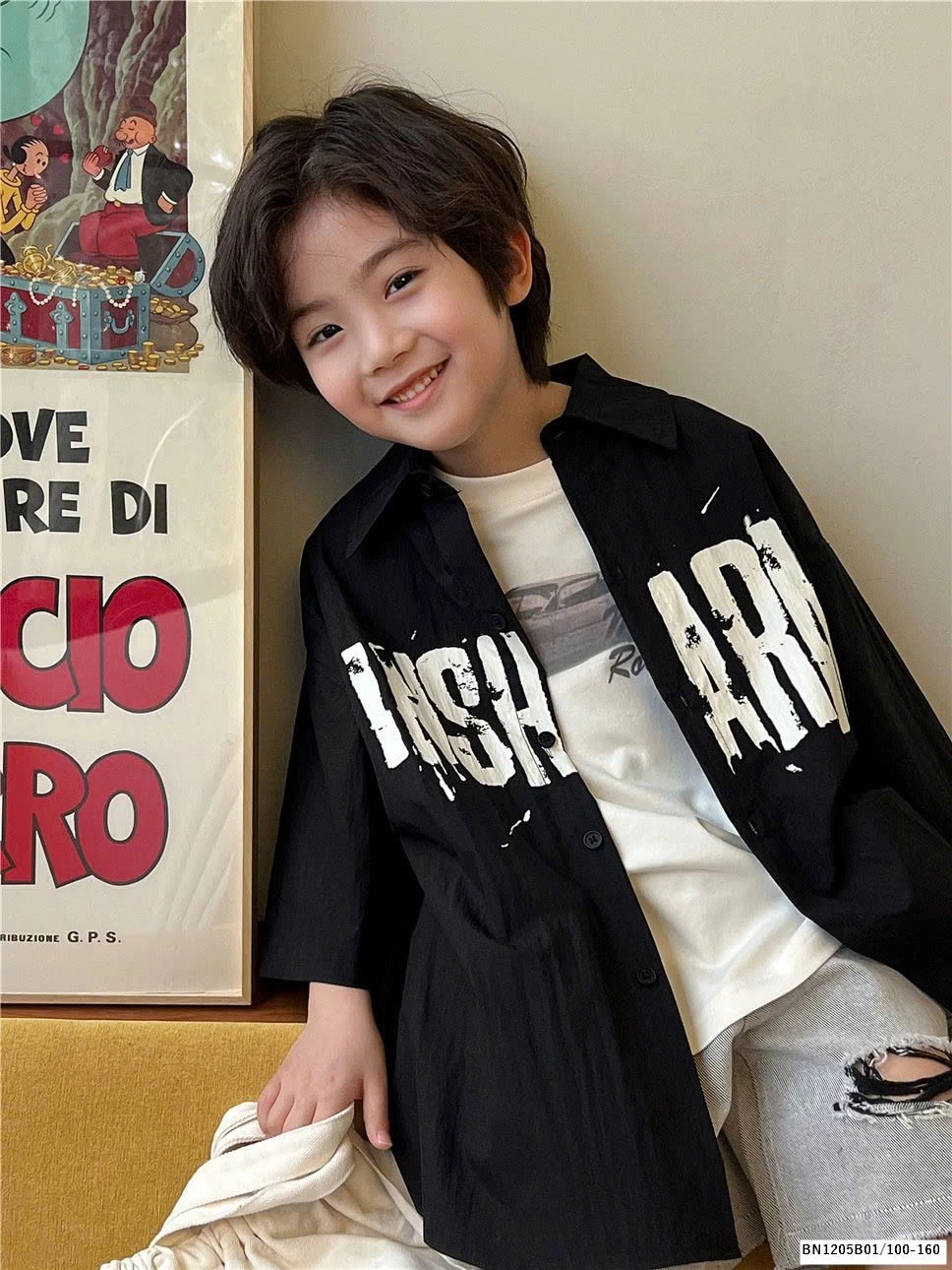 ÁO SƠ MI CỘC TAY IN CHỮ