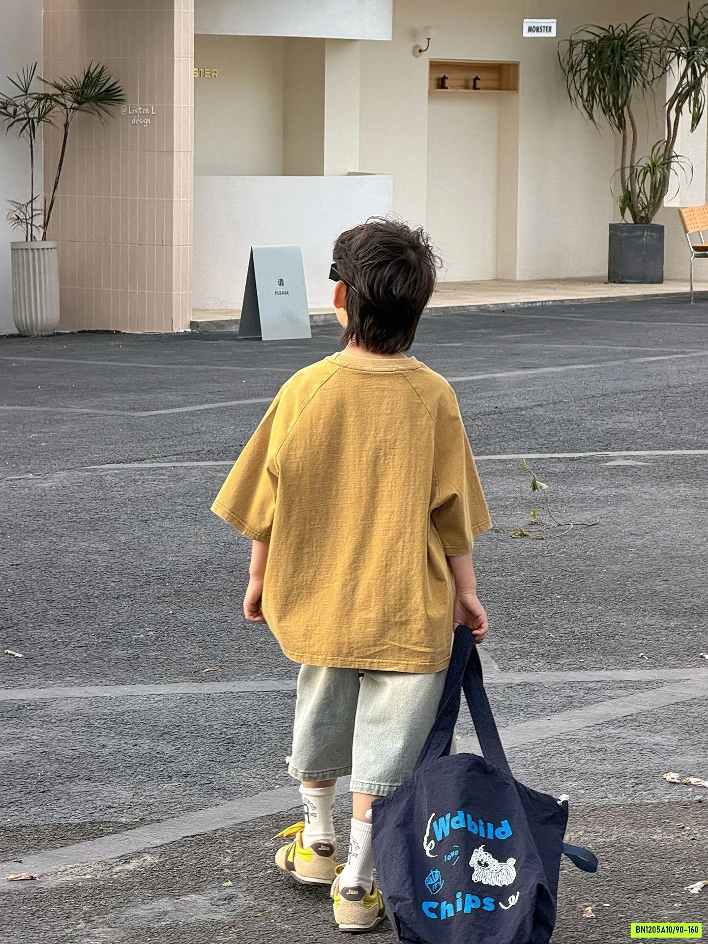 ÁO THUN VÀNG MIX SHORT JEANS RÁCH MSHOPKIDS