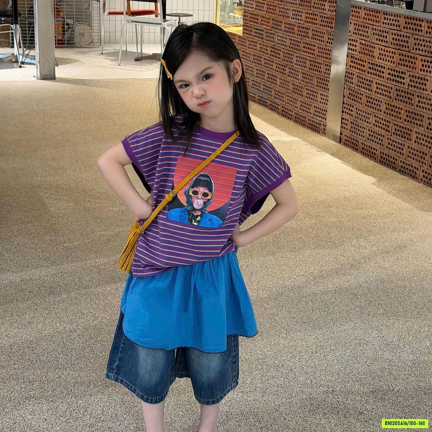 SET ÁO TÍM MIX SHORT JEAN XANH
