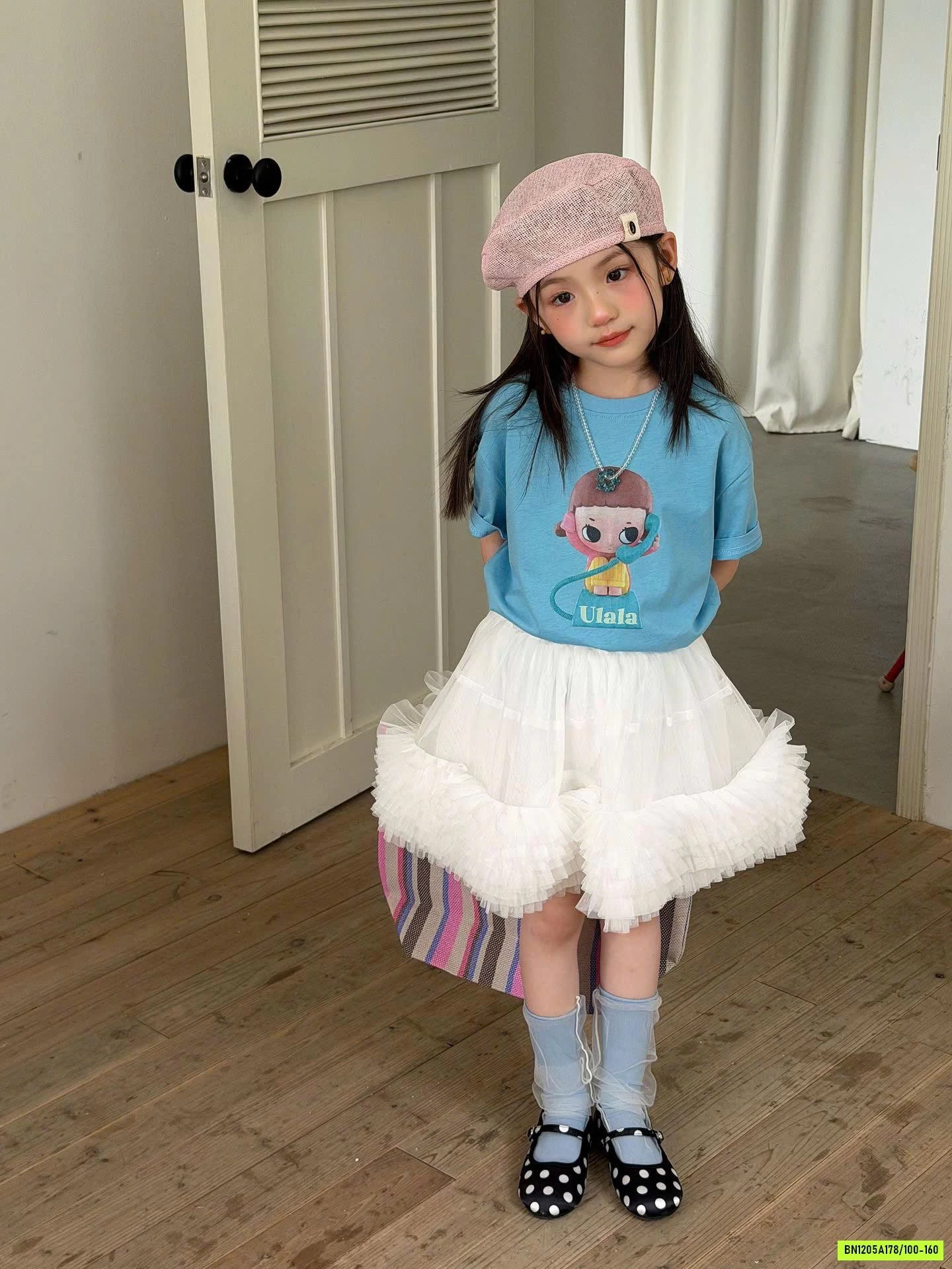 SET ÁO XANH MIX CHÂN VÁY TRẮNG BG