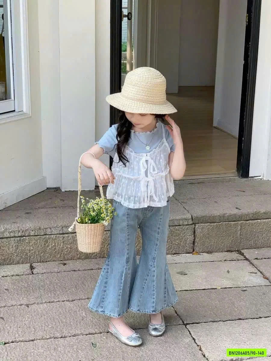 ÁO THUN PHỐI REN MIX JEANS LOE