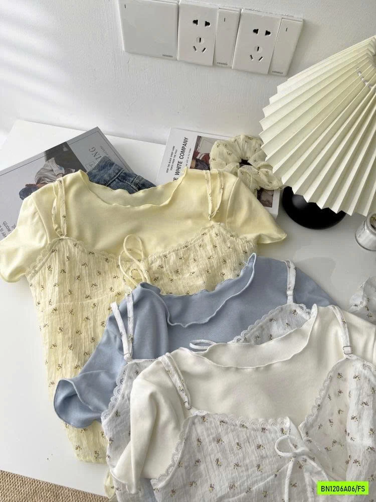 ÁO THUN KÈM ÁO 2 DÂY REN HOA