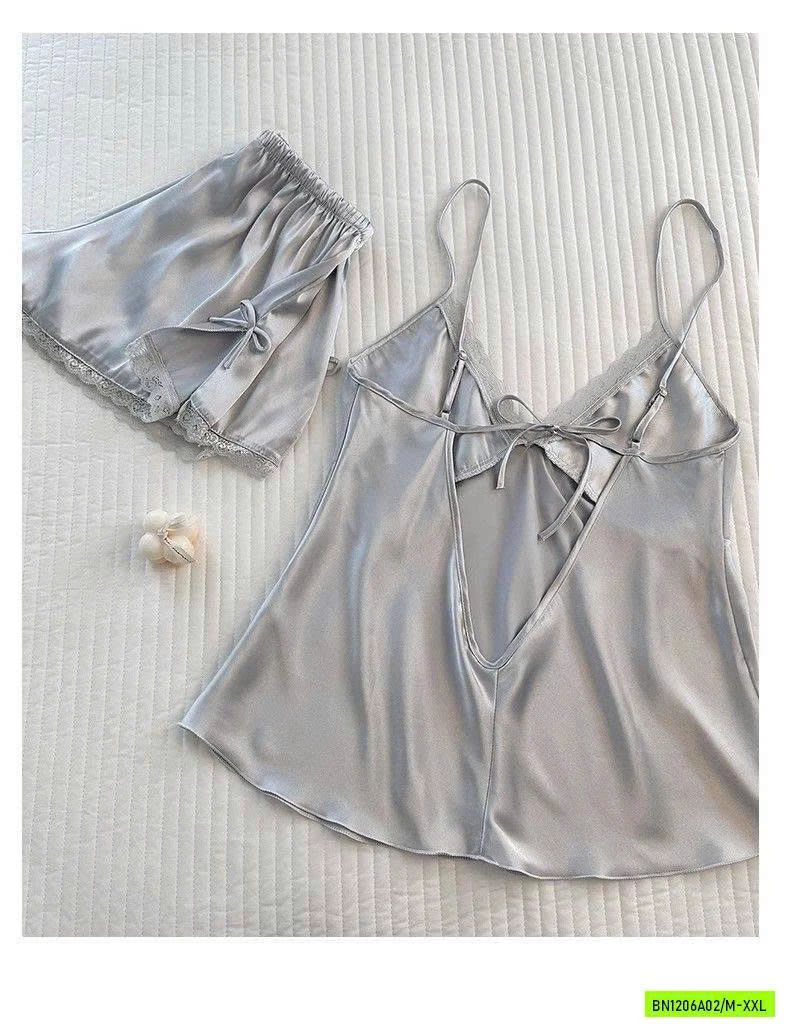 BỘ NGỦ LỤA 2 DÂY VIỀN REN