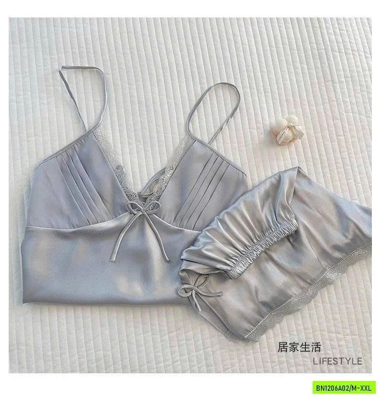 BỘ NGỦ LỤA 2 DÂY VIỀN REN