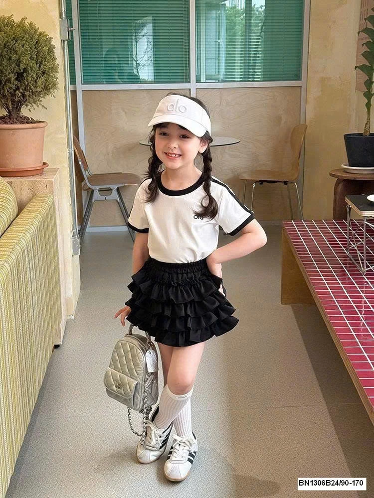 SET ÁO PHÔNG MIX CHÂN VÁY XẾP TẦNG AMBB 25D183