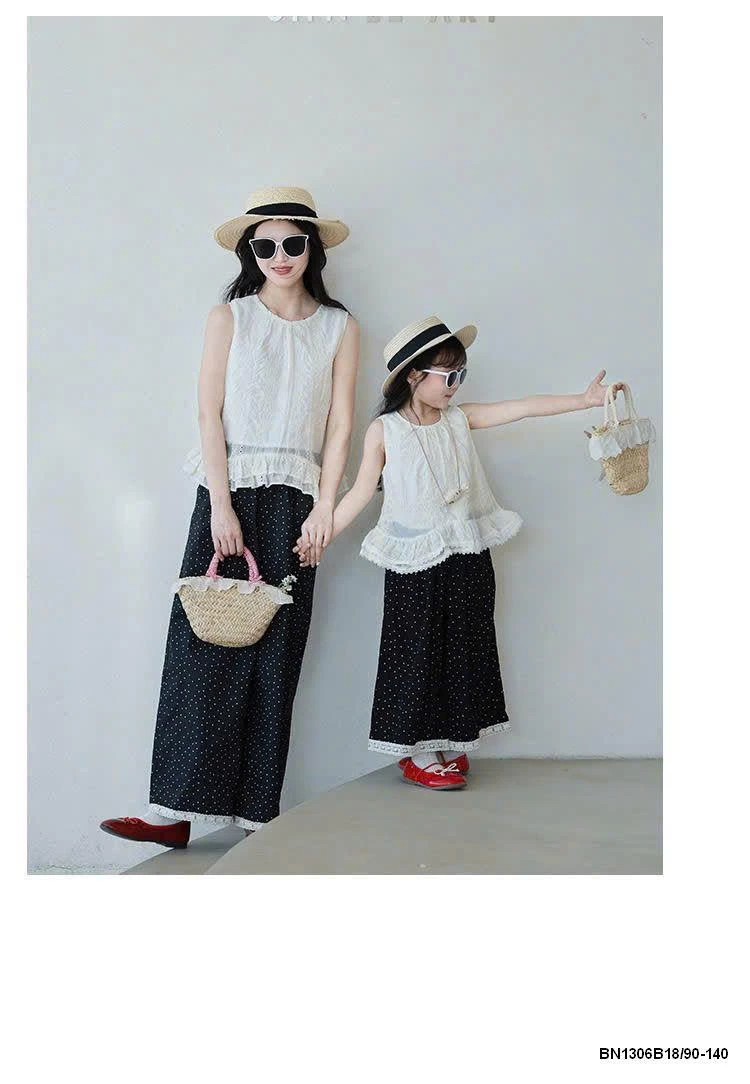 SET ÁO SÁT NÁCH MIX QUẦN CHẤM BI CHO MẸ VÀ BÉ