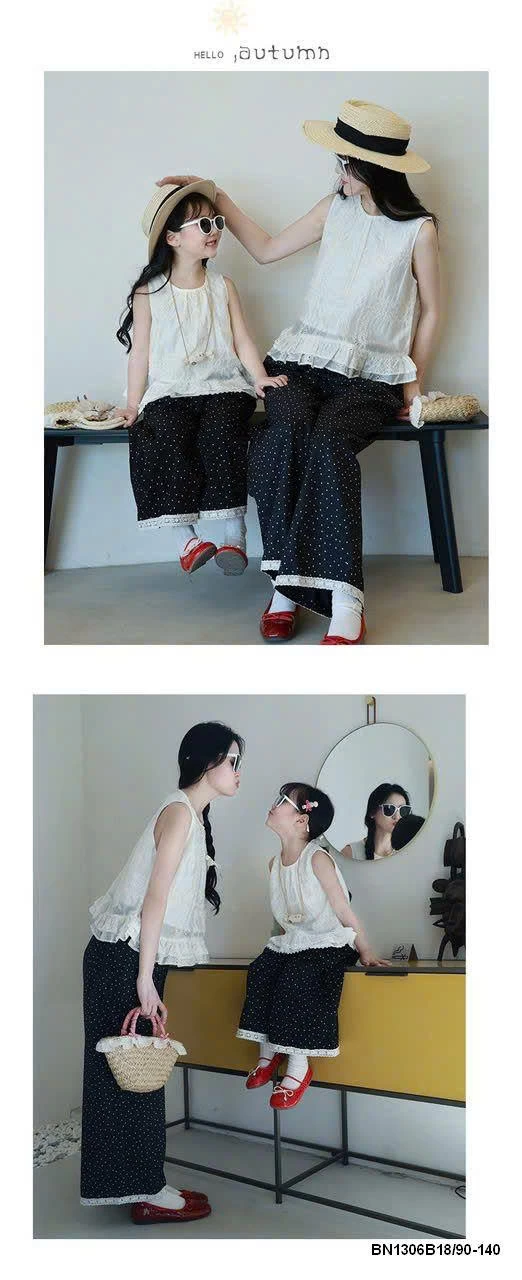 SET ÁO SÁT NÁCH MIX QUẦN CHẤM BI CHO MẸ VÀ BÉ