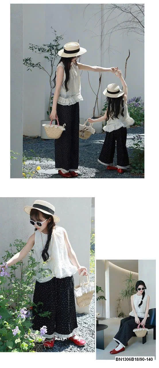 SET ÁO SÁT NÁCH MIX QUẦN CHẤM BI CHO MẸ VÀ BÉ