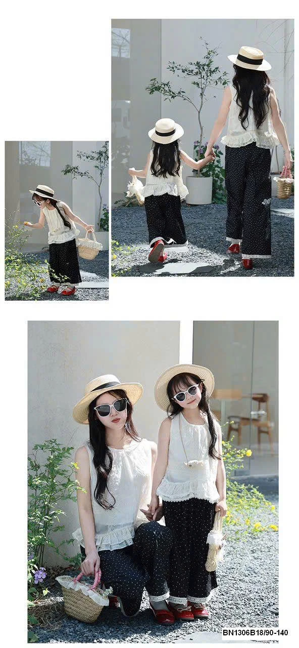 SET ÁO SÁT NÁCH MIX QUẦN CHẤM BI CHO MẸ VÀ BÉ