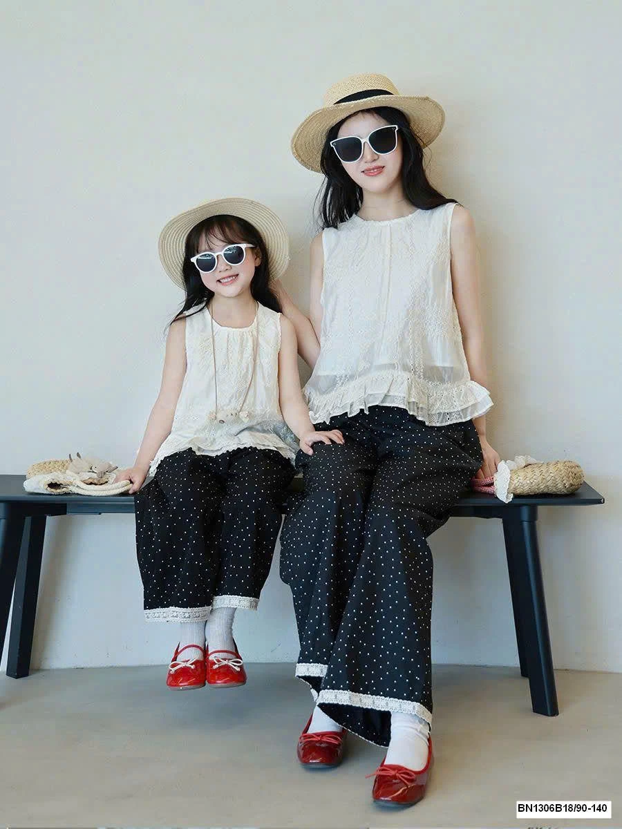 SET ÁO SÁT NÁCH MIX QUẦN CHẤM BI CHO MẸ VÀ BÉ